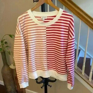 Evereve Striped Crewneck Sweatshirt in Pink and Red
